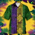 thumbnail image 2 of Bainana Summer Carnival Shirt For Men Color Block Short Sleeve Lapel Collar Tops Stylish Regular Fit Men's Mardi Gras Festival T-Shirt Gold Size L, 2 of 4