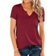 thumbnail image 3 of Minnieouse Amart Camiseta de verano de manga corta de algodón con cuello en V para mujer Prendas para la parte del cuerpo Vino rojo XXL, 3 of 5
