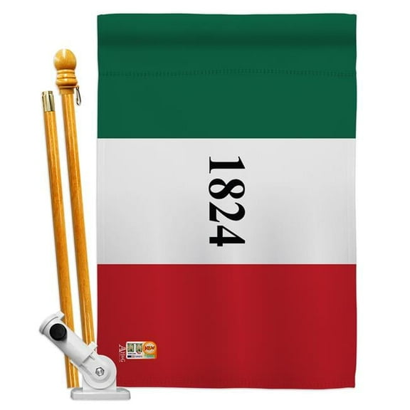 Americana Home & Garden AA-HS-HS-140702-IP-BO-D-US18-AG 28 x 40 in. Alamo Historic Impressions Decorative Vertical Double Sided House Flag Set & Pole Bracket Hardware Flag Set