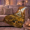 thumbnail image 6 of Printed Flannel Throw Blanket with Rustic Autumn Farmhouse Wild Turkeys, 6 of 9