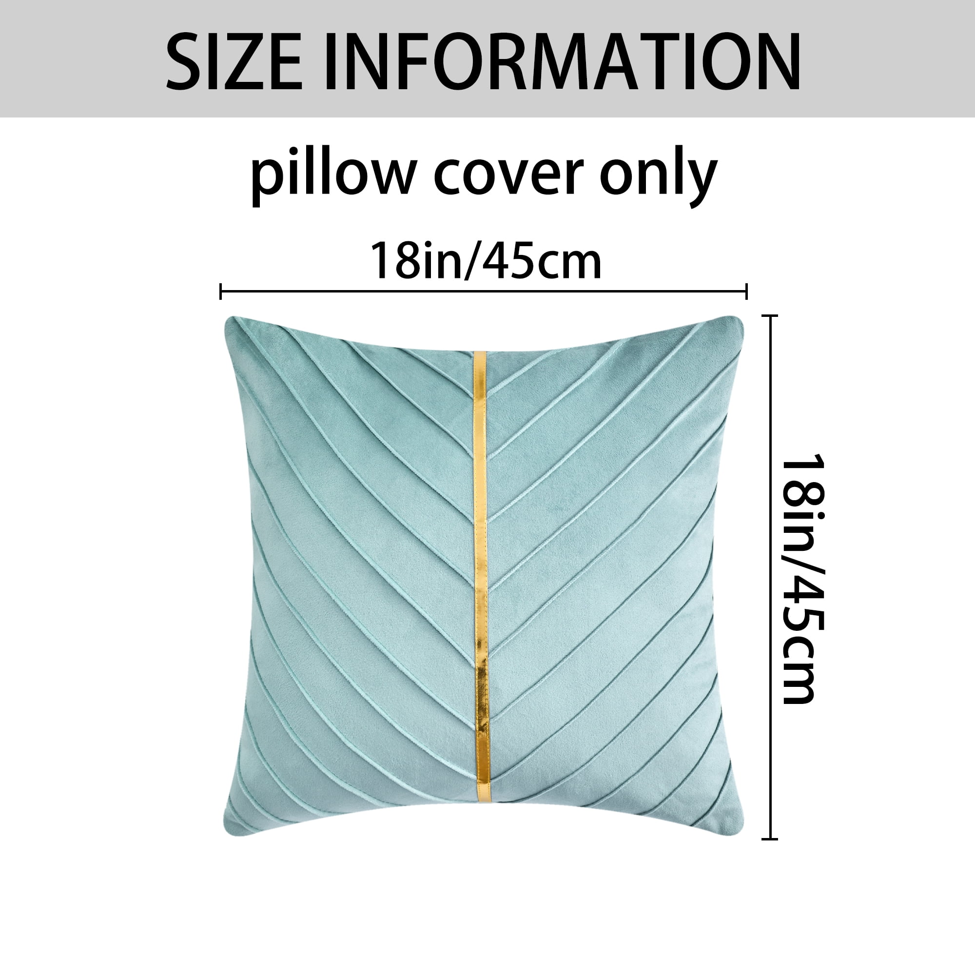 Unique Bargains Velvet Throw Pillow Cover with Gold Striped Cushion Blue 18" x 18"