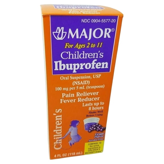 Children's Ibuprofen Pain Reliever and Fever Reducer 4 oz - (Pack of 2 - total 8 oz) Grape Flavored Oral Suspension for ages 2-11