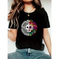 thumbnail image 1 of Day of the Dead Circle Skull Graphic T-Shirt - Casual Cotton Knit Fabric, Medium Stretch, Round Neck, Cartoon Pattern, unisex adult Top for Summer, 1 of 7
