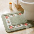 thumbnail image 1 of Luxury Soft Floral Non-Slip Toilet Contour Rug,Contour Bathroom Rug,Soft Plush U Shape Toilet Floor Mat For Bathroom 50.8 x 50.8 cm,Green, 1 of 1