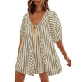 thumbnail image 3 of Womens Oversized Striped Romper Dress Shorts Jumpsuit Beach Vacation Clothes with Pockets, 3 of 7