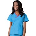 thumbnail image 1 of Maevn Core Contrast Y-Neck Mock Wrap Scrub Top [XXS - 5XL, FREE SHIPPING], 1 of 1