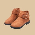 thumbnail image 2 of Girls Princess Fashion Ankle Booties Buckle Suede Short Boots Round Toe Comfort Stylish Casual Dress Boots for Little Big Kids Brown 13.5(32), 2 of 9