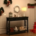 Farmhouse 2Drawer Console Table with Storage Shelf for Living Room