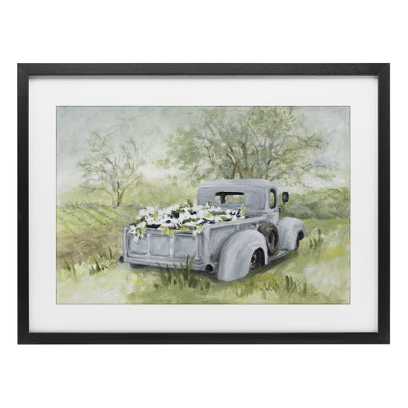 Stupell Industries Rustic Lodge Vintage Blue Truck Flower Sale Black Framed Print Under Glass, 20 x 14, by Lanie Loreth