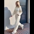 thumbnail image 4 of Conjunto Deportivo para Mujer: Sudadera con Capucha y Cremallera de Larga con Pantalones de Color Liso con Cordones - Conjunto de Dos Piezas Albaricoque XL, 4 of 9