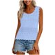 thumbnail image 2 of Camisola Beige Tops para las Mujeres Encaje Punto sin Mangas con Nervaduras Relajado Ajuste, Tela Abierta Sólida, Escote Escarpado / Doblado, 2 of 8
