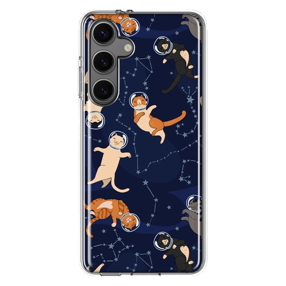 Mundaze - Case for Samsung Galaxy S24 Slim Shockproof Hard Shell Soft TPU Heavy Duty Protective Phone Cover - Space Cats