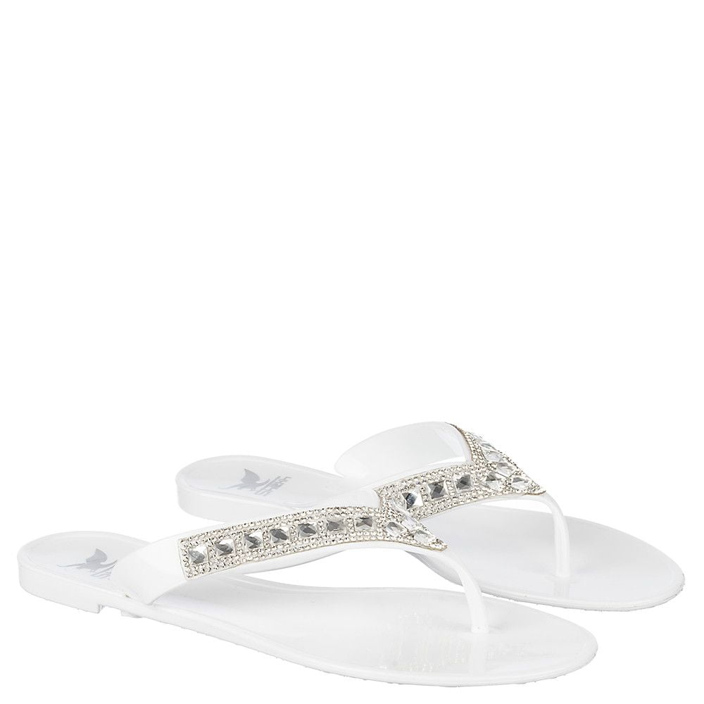 women's white thong sandals