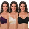 thumbnail image 6 of Curve Muse Women's Plus Size Nursing Wirefree Bra With Full Figure Lace-3Pack-BERRY,NUDE,BLACK-38C, 6 of 7