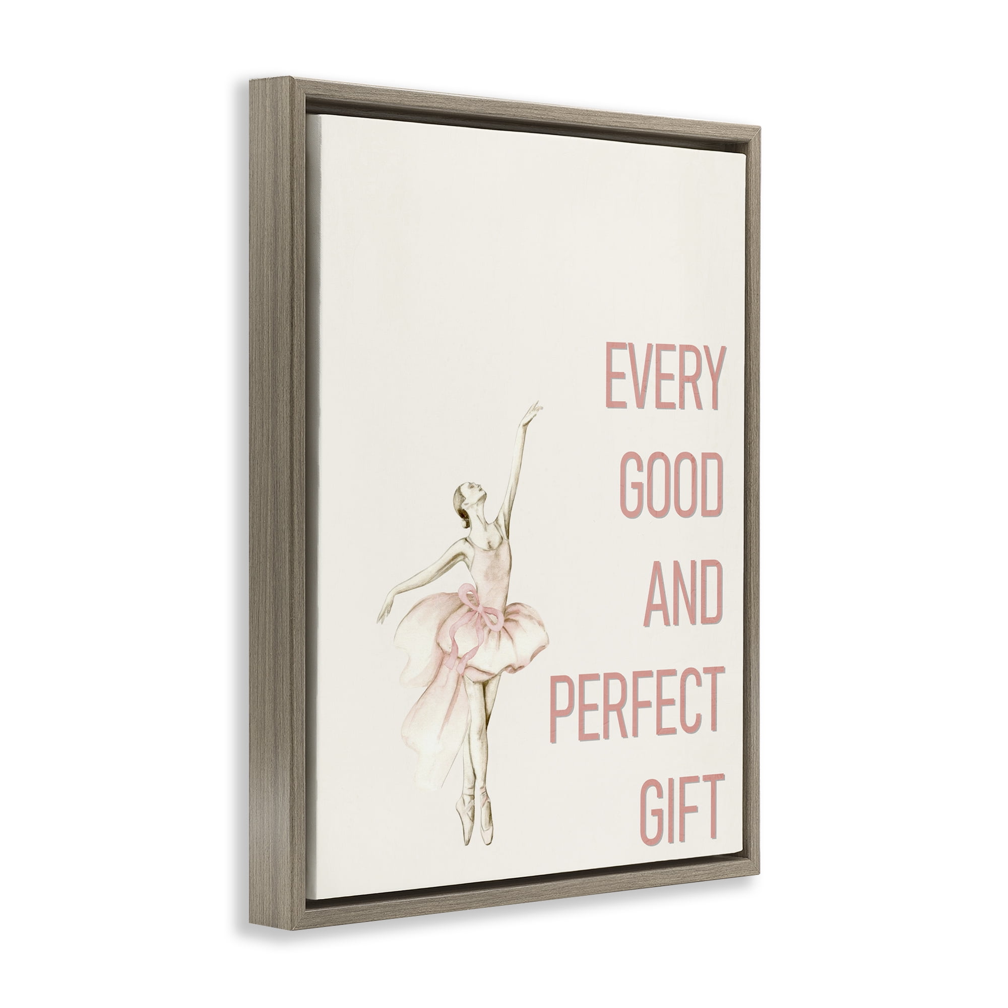 Good & Perfect Gift Ballerina Brown Framed Floater Canvas Wall Art, design by Kim Allen