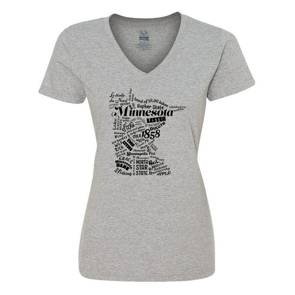 Inktastic Minnesota State Word Salad Women's V-Neck T-Shirt