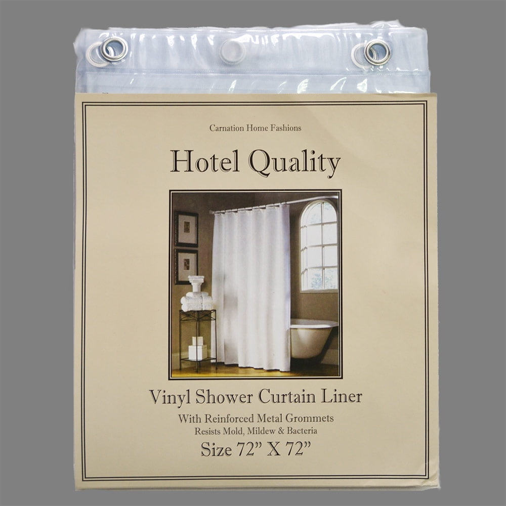 Super Clear Vinyl Shower Curtain Liner; Hotel Weight 8 Gauge, Metal