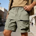 thumbnail image 2 of Cargo Shorts Men Shorts for Men Running Shorts Quick Dry Baggy Sweat Shorts Mens Chinos Short Dress Shorts Drawstring Elastic High Waisted Golf Shorts with Pockets Beach Vacation Shorts with Pockets, 2 of 5
