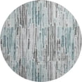 thumbnail image 2 of Addison Rugs Mayfield Premium Machine Washable Transitional Stripes Teal Round Rug, 8' X 8' Machine Washable Transitional Stripes Teal Oversized Sherpa Throw Blanket, 2 of 6