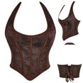 thumbnail image 2 of Top de tubo con cordones y ojales sexy informal para mujer, tops con tirantes y cuello Halter en los hombros Fridja  nalpqowj30008, 2 of 8