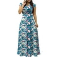 thumbnail image 2 of Baikeli Robes Pas Chères pour Femmes Robes d'Été pour Femmes 2024 Robes Soleil à Imprimé Floral Tenues Tunique à Col Rond Robe Portefeuille Moulante Robe Maxi Extraterrestre Robes d'Été, 2 of 5