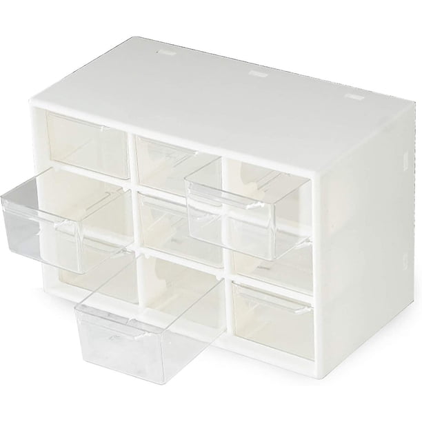 Caja de almacenamiento de piezas de plástico, hardware de almacenamiento de 9 cajones y soporte de pared para gabinete artesanal