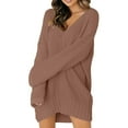 thumbnail image 1 of Prolriy Robes Chandail pour Femmes 2025 Tendance Femmes Dames Robe Ample Col en V Mi-Longue Chandail en Tricot Robe Chandail Femme Rose TG, 1 of 7