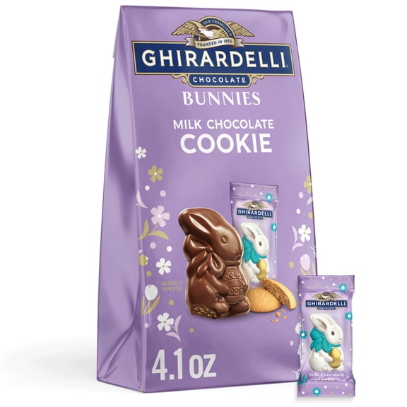 GHIRARDELLI Easter Milk Chocolate Cookie Bunnies, 4.1 oz Bag