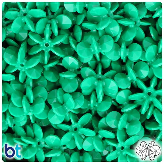 BeadTin Green Opaque 18mm SunBurst Plastic Beads (135pcs)