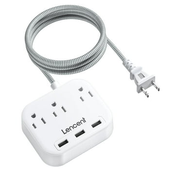 LENCENT 2 Prong Power Strip with usb,6.6Ft Extension Cords for indoor,2 to 3 Prong Outlet Adapter Surge Protector Polarized Plug 3 Outlets & 3 USB Wall Mountable