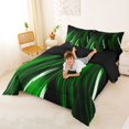 thumbnail image 4 of Manfei Neon Light Stripes Full Size Bedding Sets, Abstract Wavy Line Full Size Bed in a Bag, Green Black, Black Reversible 7 Pieces, 4 of 6