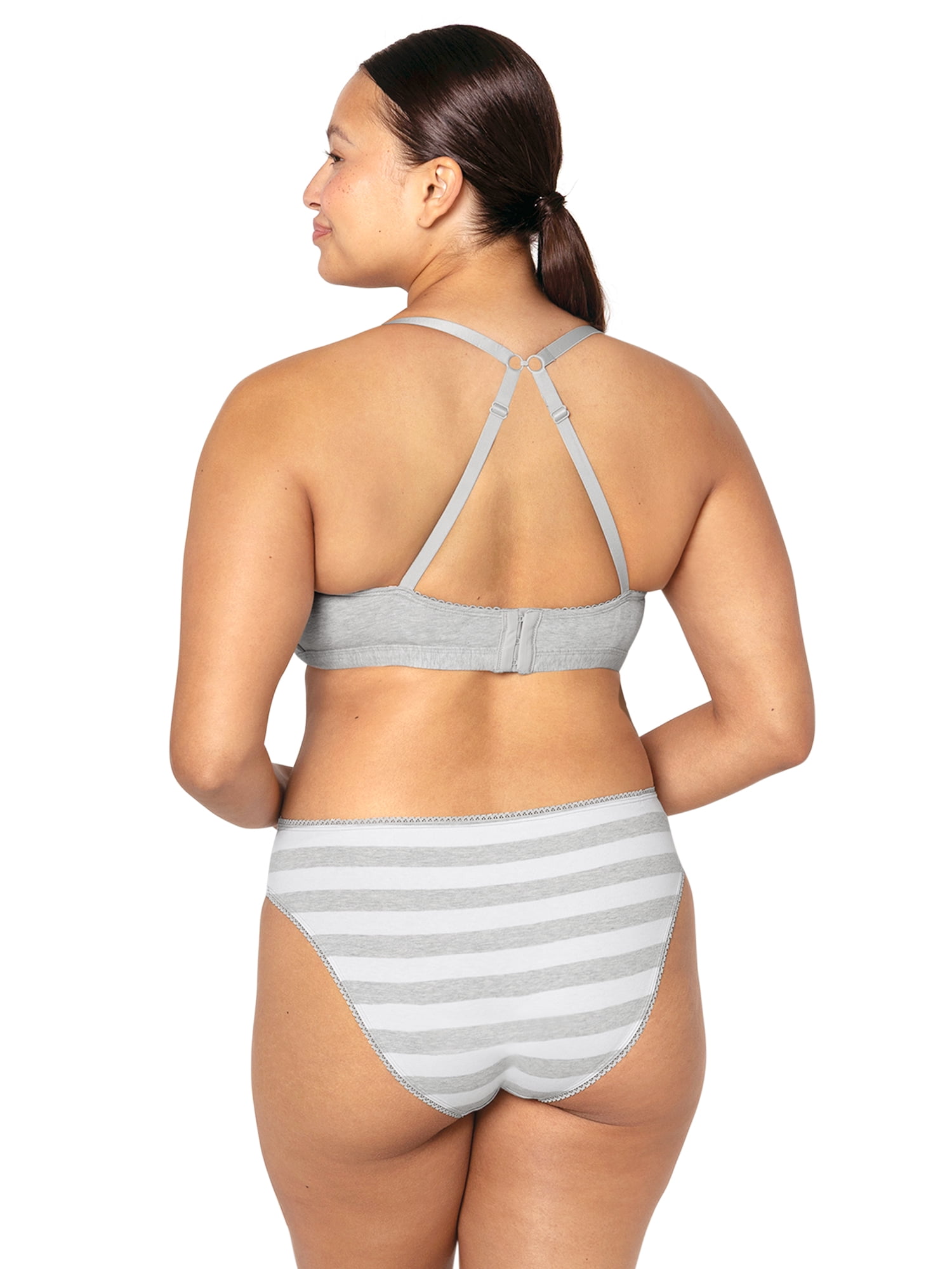 fresh collection by Fruit of the Loom Women's Cotton Triangle Bralette and Bikini Underwear Set