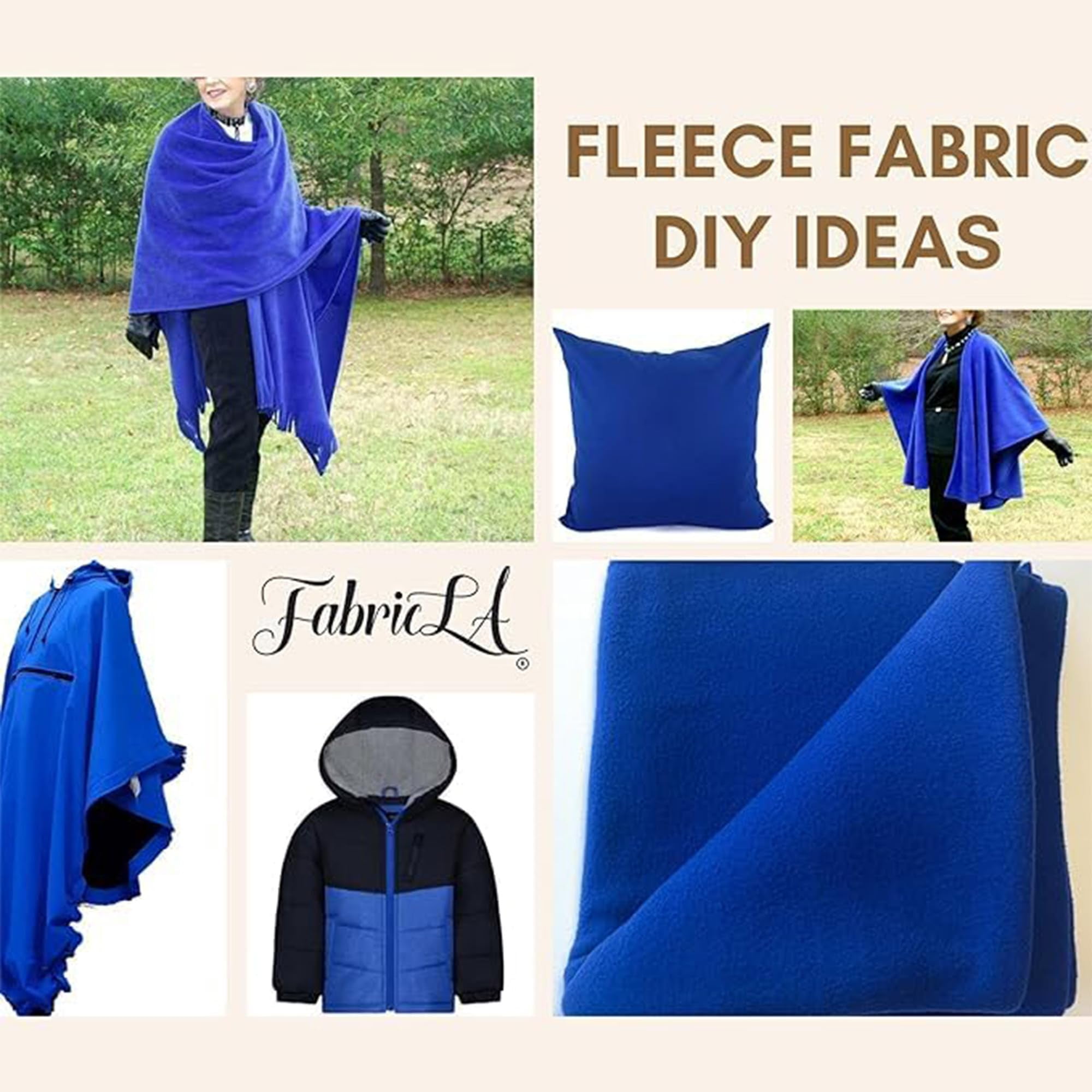 FabricLA Ultra-Soft Polar Fleece Fabric by The Yard |9" x 60" Wide | Lightweight, Warm & Cozy| Ideal for Throw Blankets, Pillow Covers,PJ Pants| Perfect for DIY Projects | Blue Airplanes