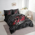 thumbnail image 3 of Manfei Extreme Sport 7pcs Bedding Comforter Set,Ice Hockey Queen Bedding Sets,Gray Black Camouflage Queen Sheet Sets For Boys Teens,Ultra Soft Home Decor Reversible, 3 of 8