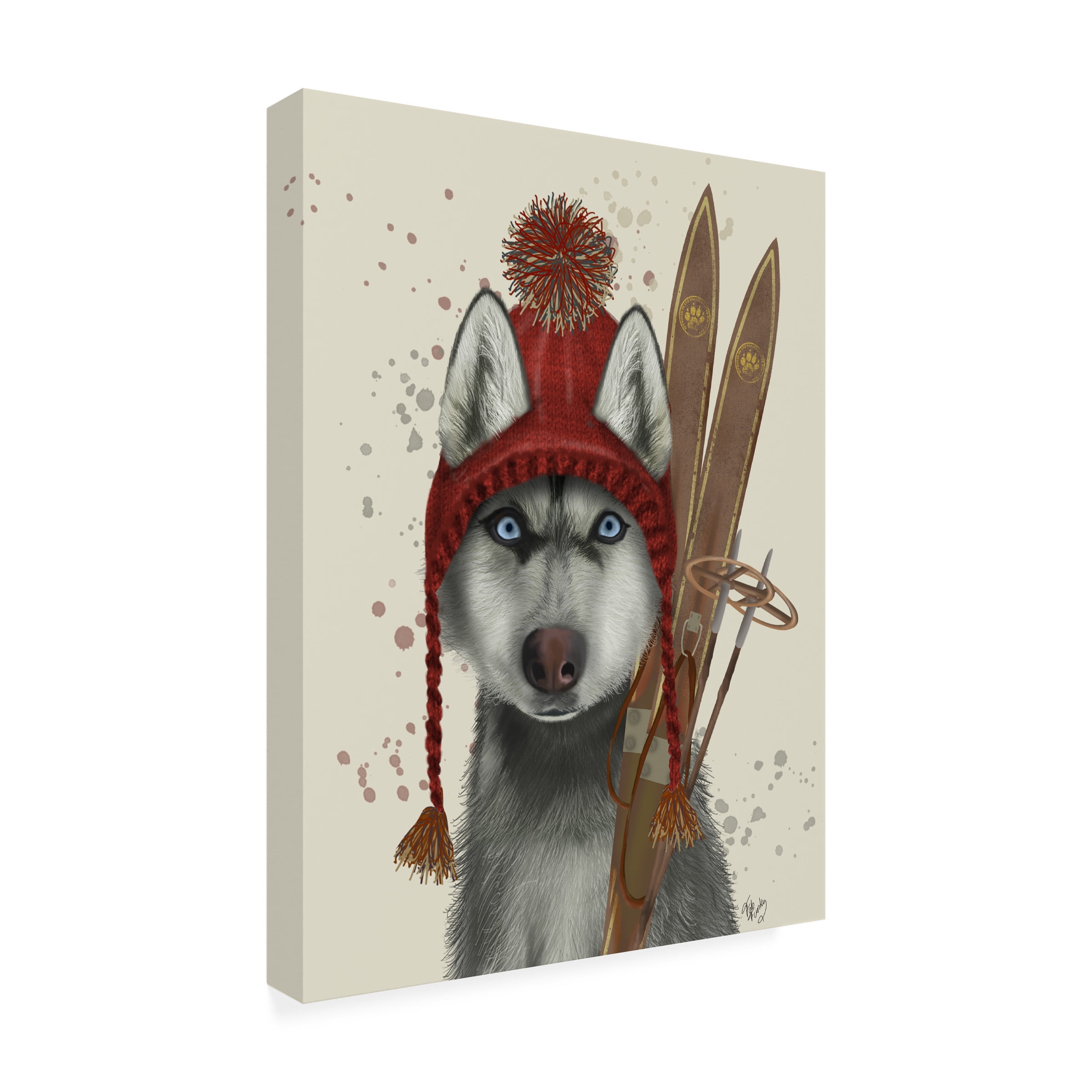 Fab Funky 'Husky Skiing' Canvas Art