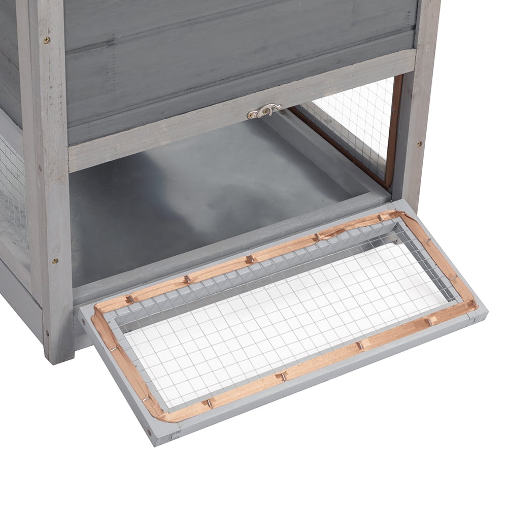 Kadyn Rabbit Cage with Pull-Out Roof and Removable Tray for Indoor-Outdoor Compartment, Large Rabbit Cage with Ladder, Gray Kadyn Rabbit Cage with Pull-Out Roof and Removable Tray for Indoor-Outdoor Compartment, Large Rabbit Cage with Ladder, Gray
