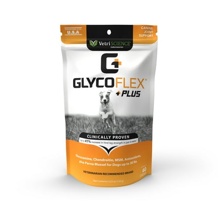UPC: 0026664003362 | VetriScience GlycoFlex Plus Small Breed Maximum Hip & Joint Supplement for Dogs with Glucosamine Chondroitin and MSM 60 Chews