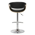 thumbnail image 5 of Armen Living Indoor Butterfly Adjustable Height Swivel Black Faux Leather and Walnut Wood Bar Stool with Chrome Base, 5 of 8