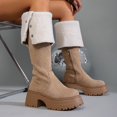 thumbnail image 4 of Lovzfmll Knee High Boots Women, Boots High Heel Warm, Mid Heel Round Toe Winter Snow Chunky Boots Casual Khaki Boots, 4 of 9