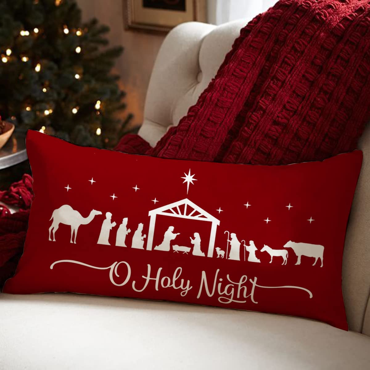 Holy Night Nativity Religious Christmas Decorative Pillow