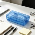 thumbnail image 3 of QuanTara Large Capacity Clear Pencil Box, Stackable Plastic Supply Case with Snap-Tight Lid, 8"X4.7"X2.4" Translucent Blue Pen Organizer, 3 of 3