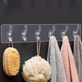 thumbnail image 1 of Multifuncional transparente 6 ganchos, ganchos de fila adhesivos, ganchos de pared transparentes, ganchos de baño de cocina ganchos de pared impermeables, 1 of 5