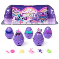 Hatchimals Alive, Neon Rainbow Egg Carton with 5 Color Reveal Eggs, 11 Accessories