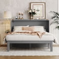 thumbnail image 2 of Wood Murphy Bed Mattress Foundation with USB Port and Removable Shelves on Each Side, Bed Frame Storage Bed w/ Wooden Slats for Boy Girl, No Box Spring Needed, 2 of 9