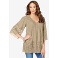 thumbnail image 2 of Roaman's Women's Plus Size Lace-Hem Pintuck Tunic, 2 of 5