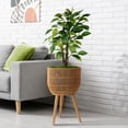 thumbnail image 3 of Casafield Floor Planter with Wood Legs in Natural, Planter Basket with Stand, Large Plant Pot Cover with Liner, 3 of 7