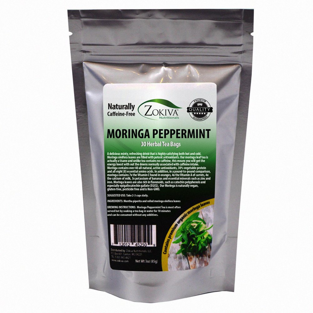 Moringa Peppermint Tea Bags, 30 Count, With Organic Moringa Leaf