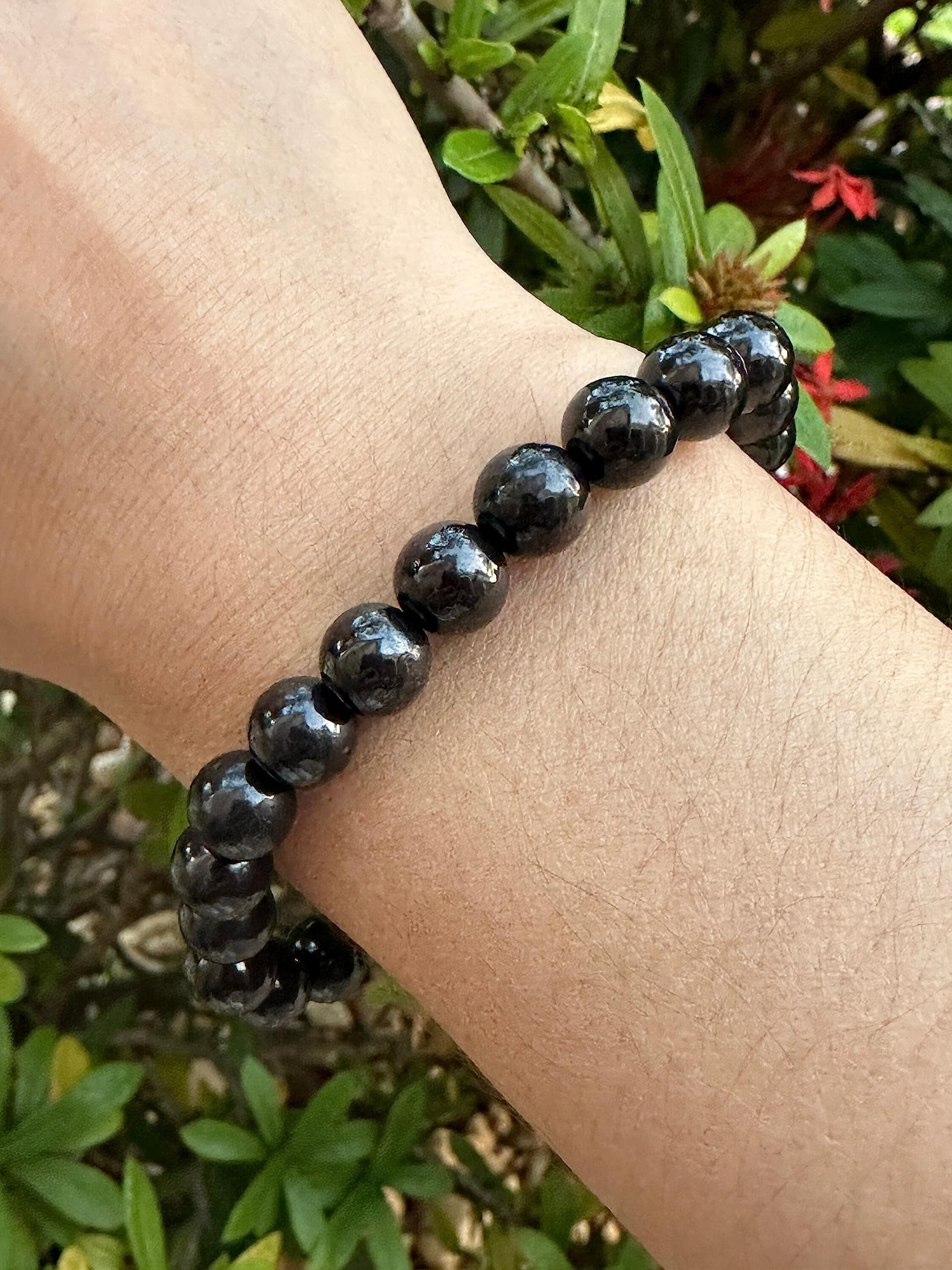 Shungite Crystal Bead Bracelet 8mm, Wholesale Genuine Shungite Stretch Gemstone Bracelet, Gift for Men & Women (2)