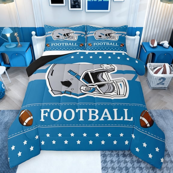 Manfei Gray Rugby Helemt Bedding Comforter Set,Football Sport Twin Comforter Sets,Boys Ball Game Bedding Set For Boys Kids,Ultra Soft Home Decor Reversible,2pcs