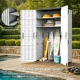 thumbnail image 3 of Patiowell 50 Cu. Ft Outdoor Storage Shed with Floor - No Interior Shelves, Large Resin Cabinet for Patio, Pool & Lawn Tools, White, 3 of 10